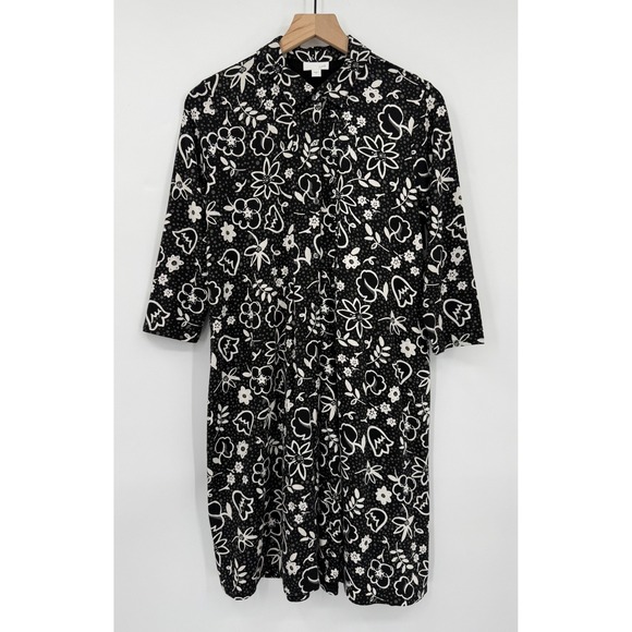 J. Jill Dresses & Skirts - J Jill Dress Womens Small Black Floral Pima Cotton Modal Stretch Pockets